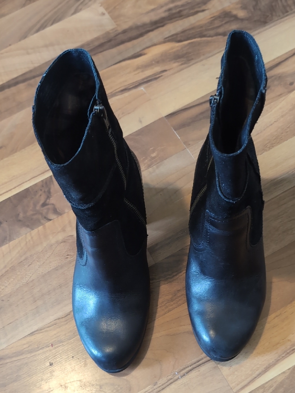 Born Black Leather & Suede Patchwork Upper Boots - Picture 3 of 9